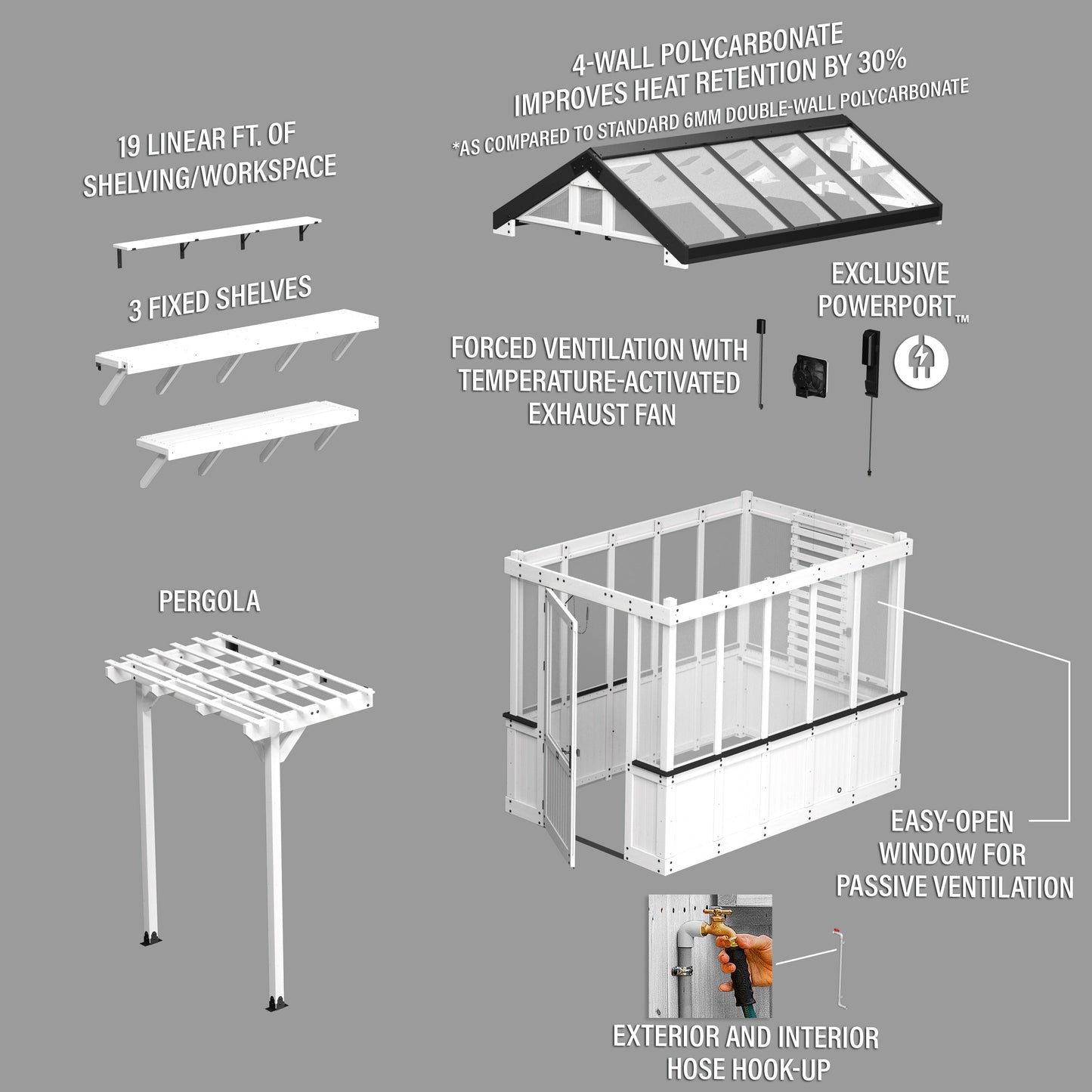 9x6 White Bellerose Greenhouse