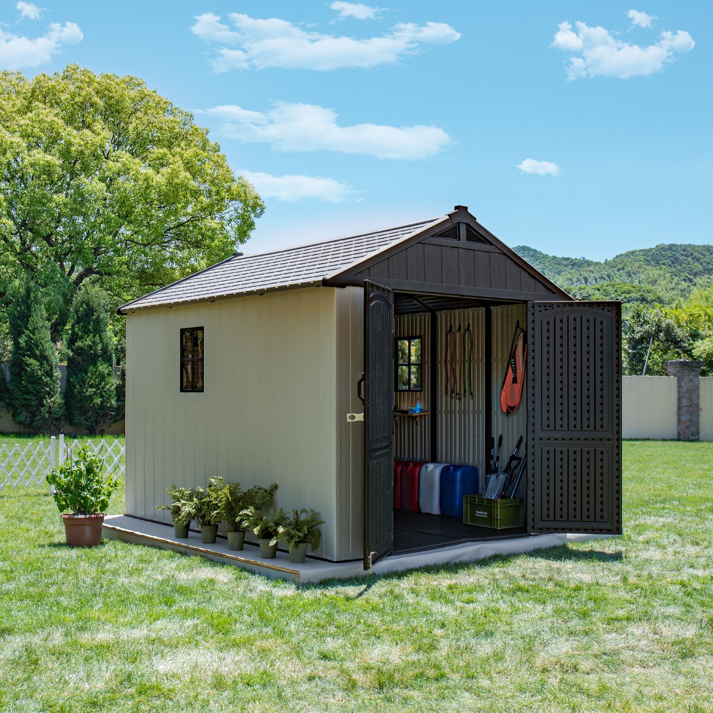 Kick-it 8x10 Plastic Storage Shed with Floor and Windows