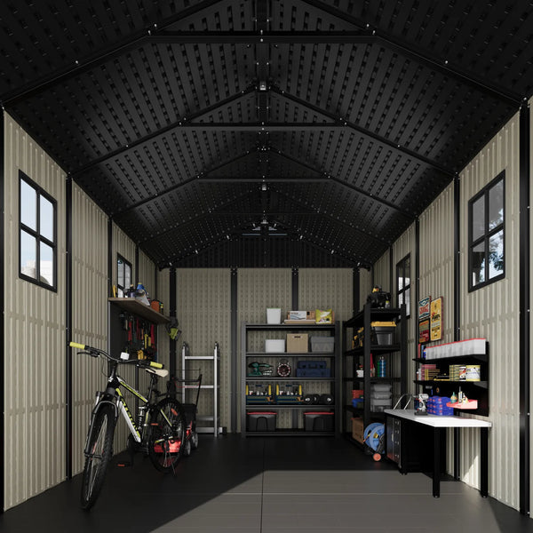 Kick-it Plastic Storage Shed with Floor and Windows