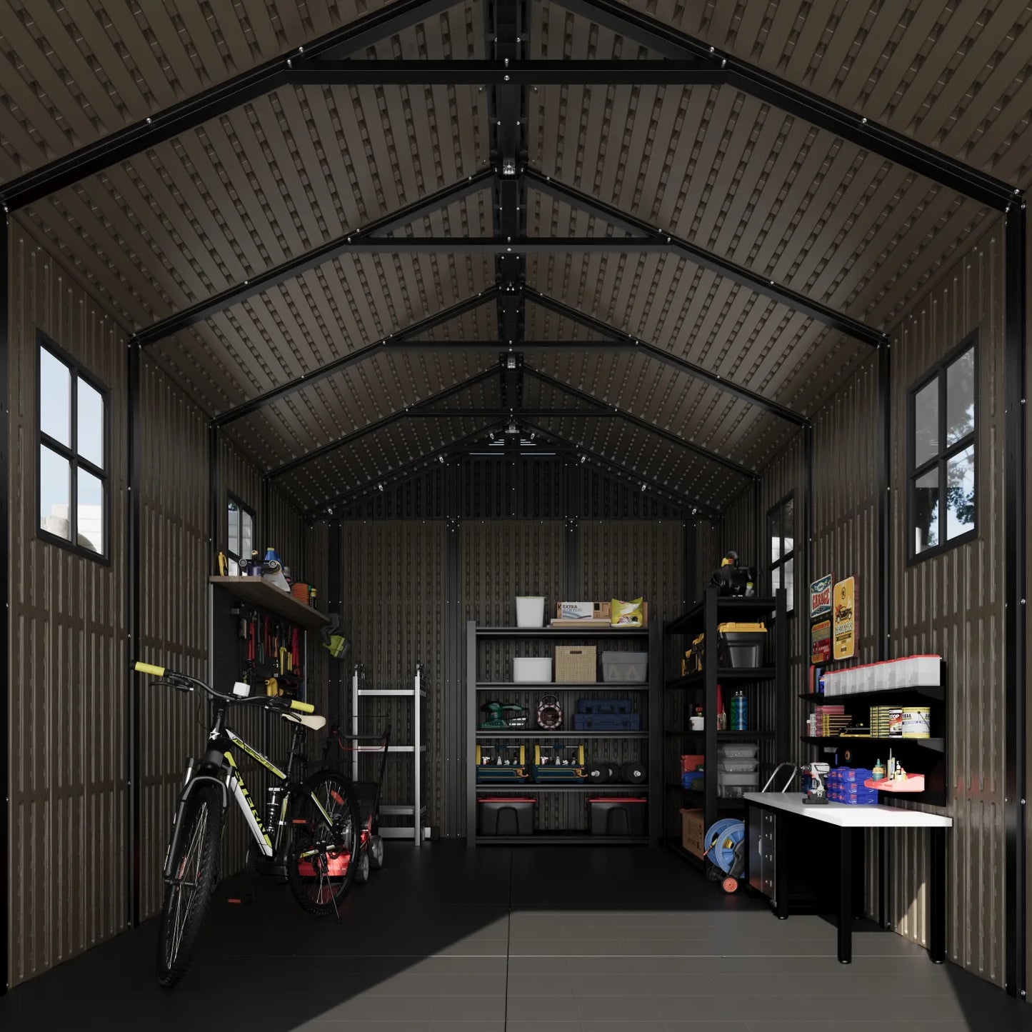 Kick-it 8x12 Plastic Storage Shed with Floor