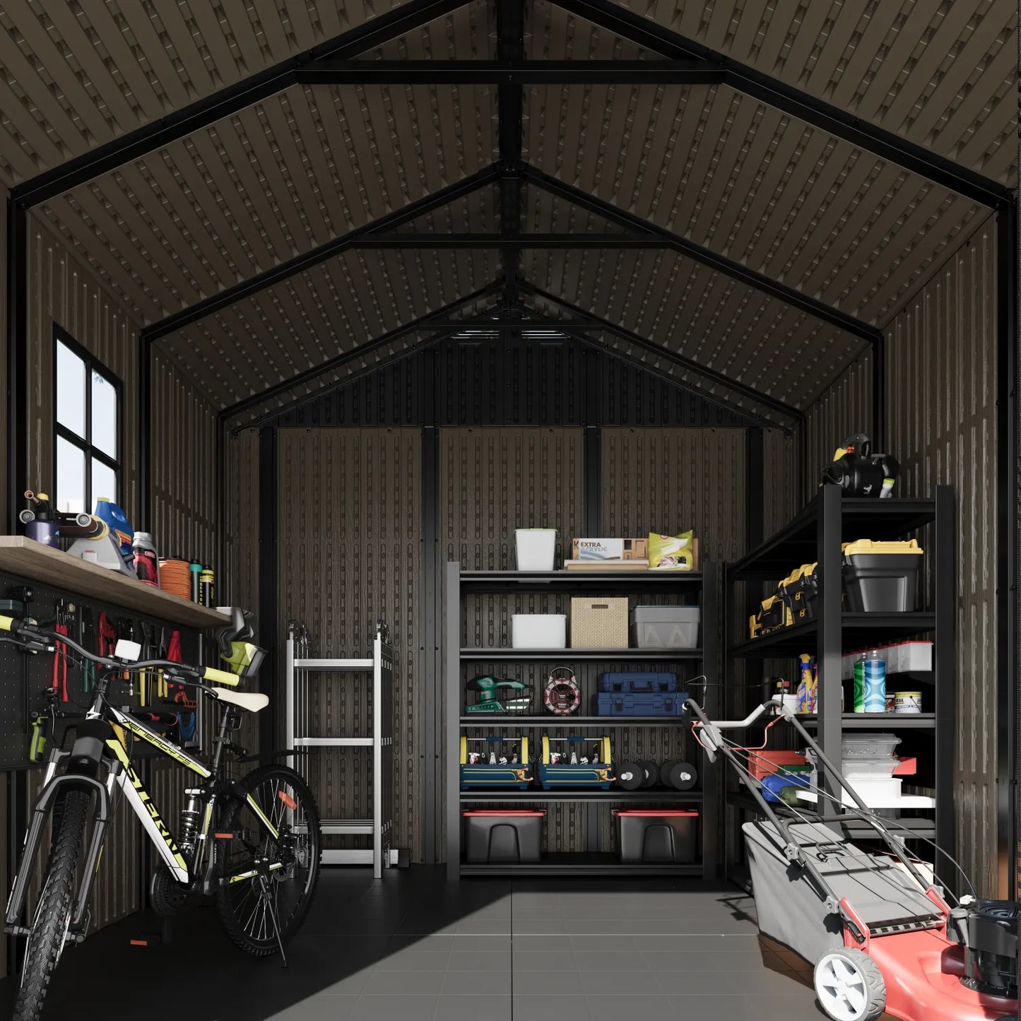 Kick-it Plastic Storage Shed with Floor and Windows