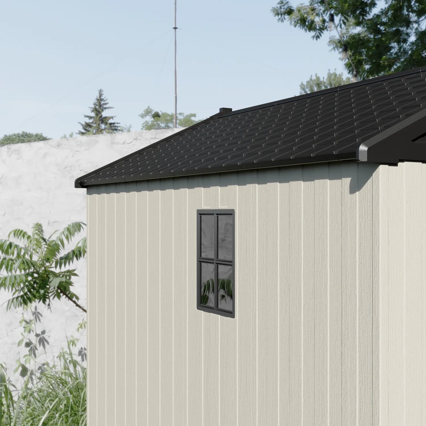 Kick-it 8x10 Plastic Storage Shed with Floor and Windows