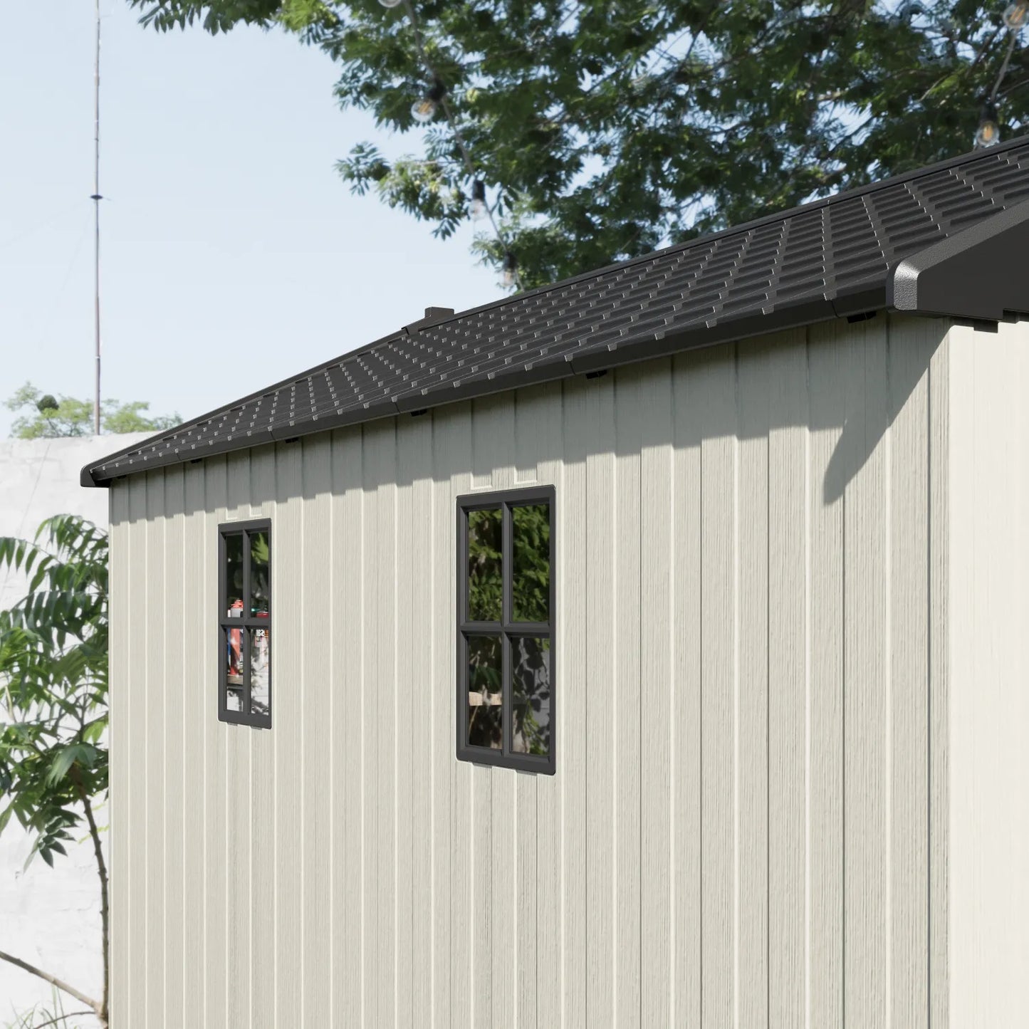 Kick-it Plastic Storage Shed with Floor and Windows
