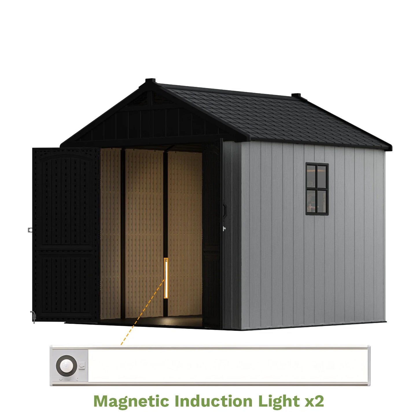 Kick-it Plastic Storage Shed with Floor and Windows