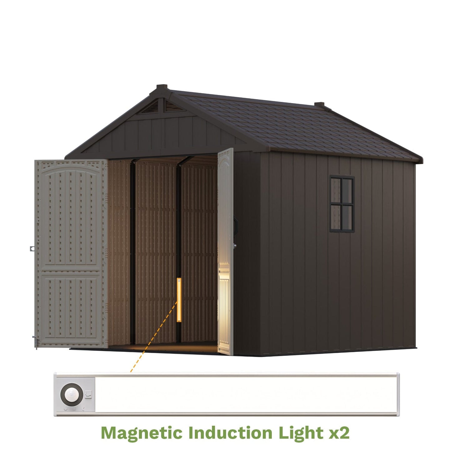 Kick-it 8x8 Plastic Garden Storage Shed with Floor and Windows