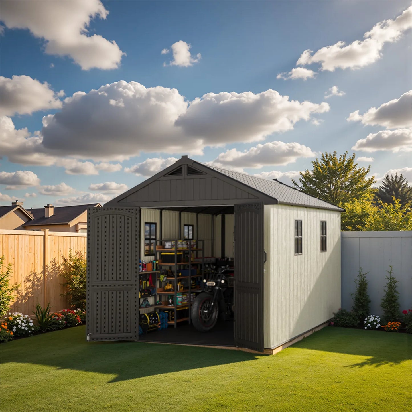 Kick-it 8x12 Plastic Storage Shed with Floor