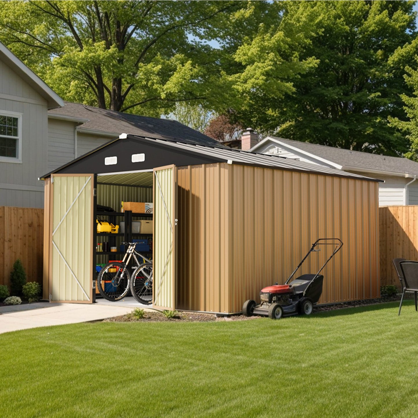 Outdoor Storage Metal Shed with Metal Roof