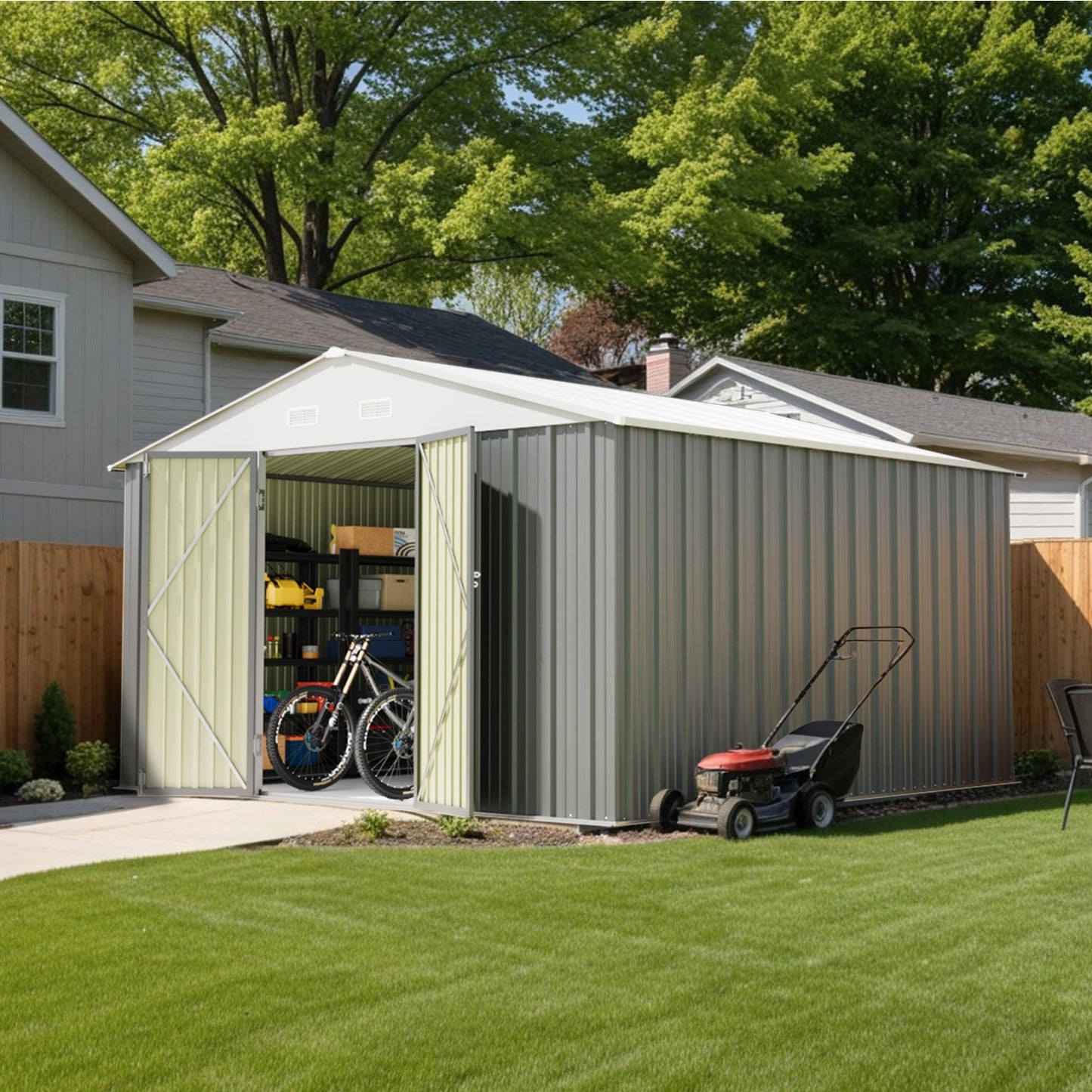 Outdoor Storage Metal Shed with Metal Roof