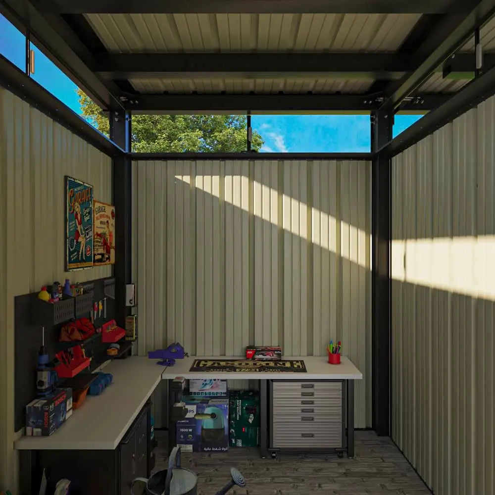 7x7 Metal Storage Shed with 7x7 Covered Porch