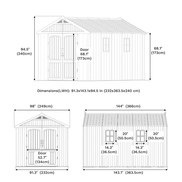 Kick-it Plastic Storage Shed with Floor and Windows