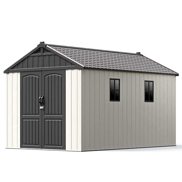 Kick-it Plastic Storage Shed with Floor and Windows