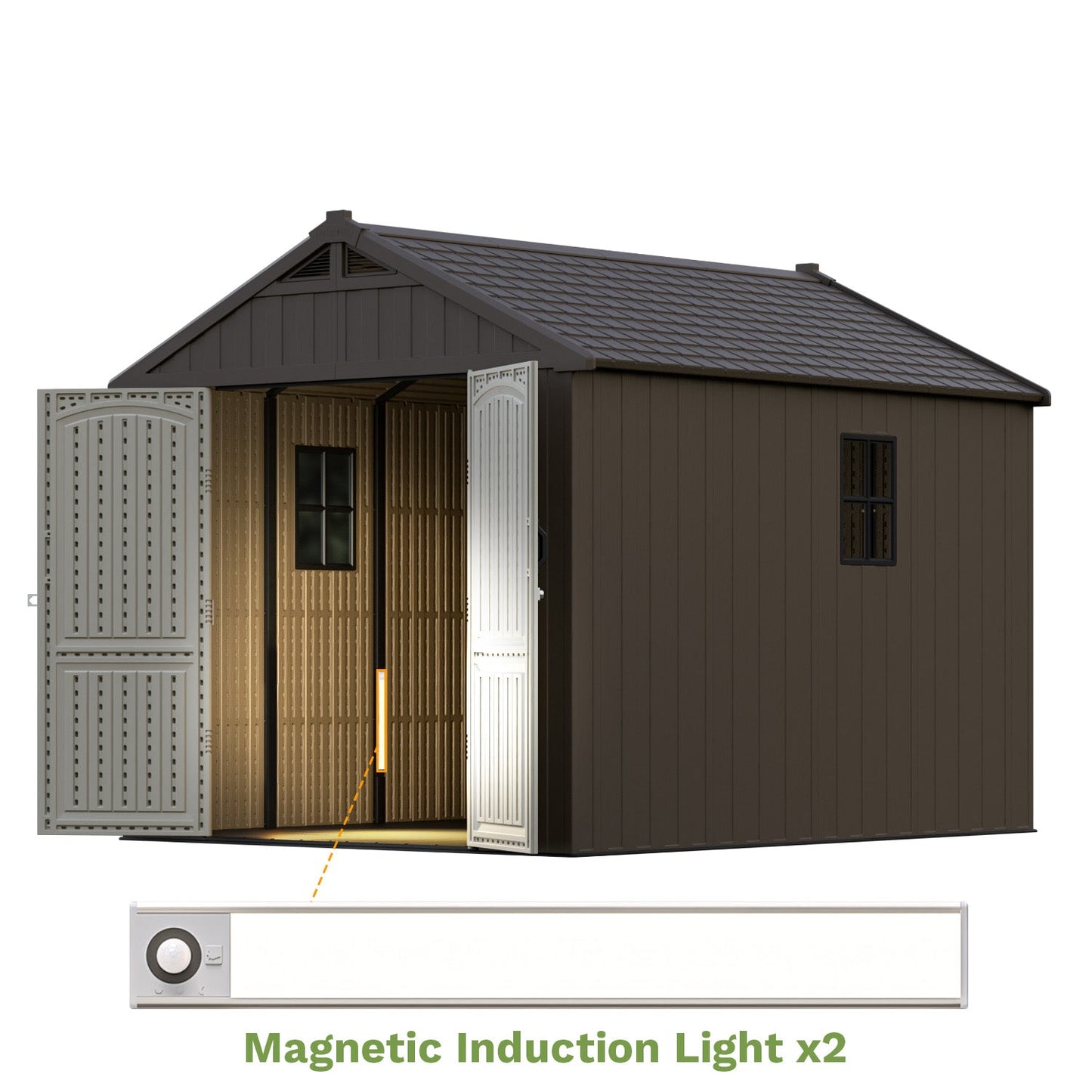 Kick-it Plastic Storage Shed with Floor and Windows