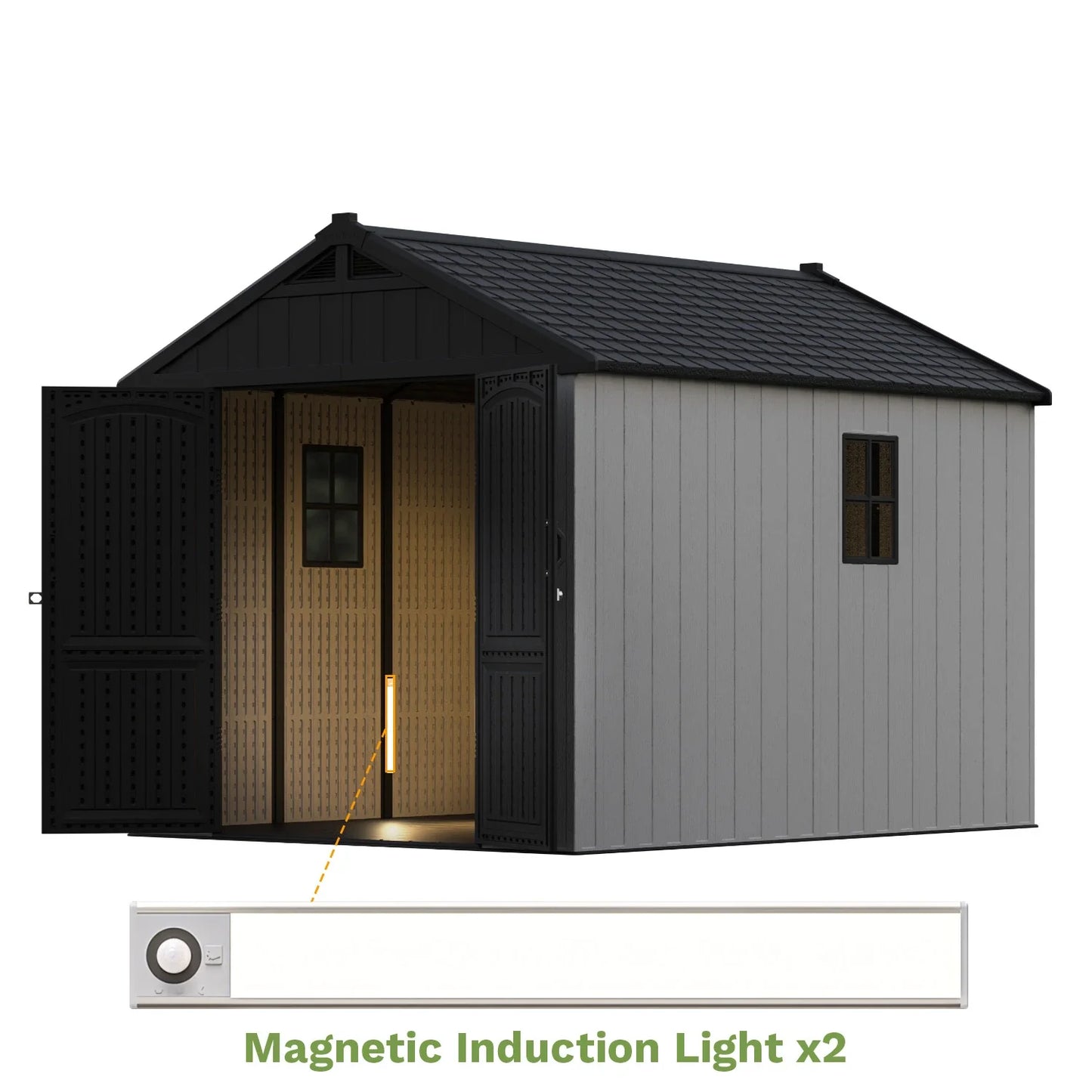 Kick-it Plastic Storage Shed with Floor and Windows