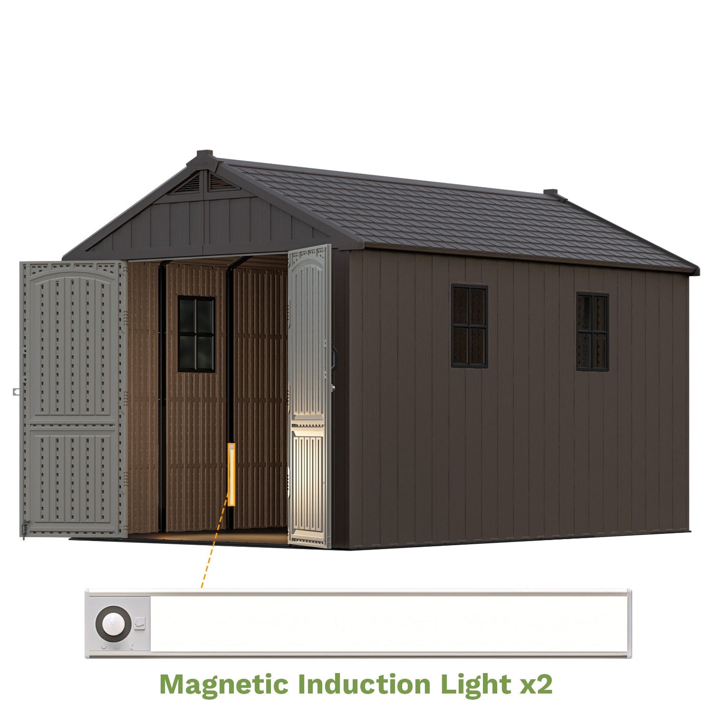 Kick-it Plastic Storage Shed with Floor and Windows