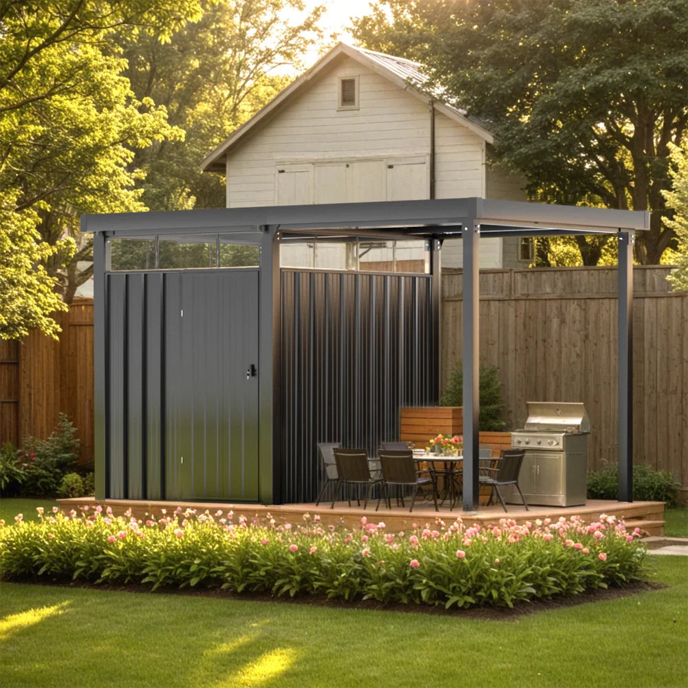 7x7 Metal Storage Shed with 7x7 Covered Porch