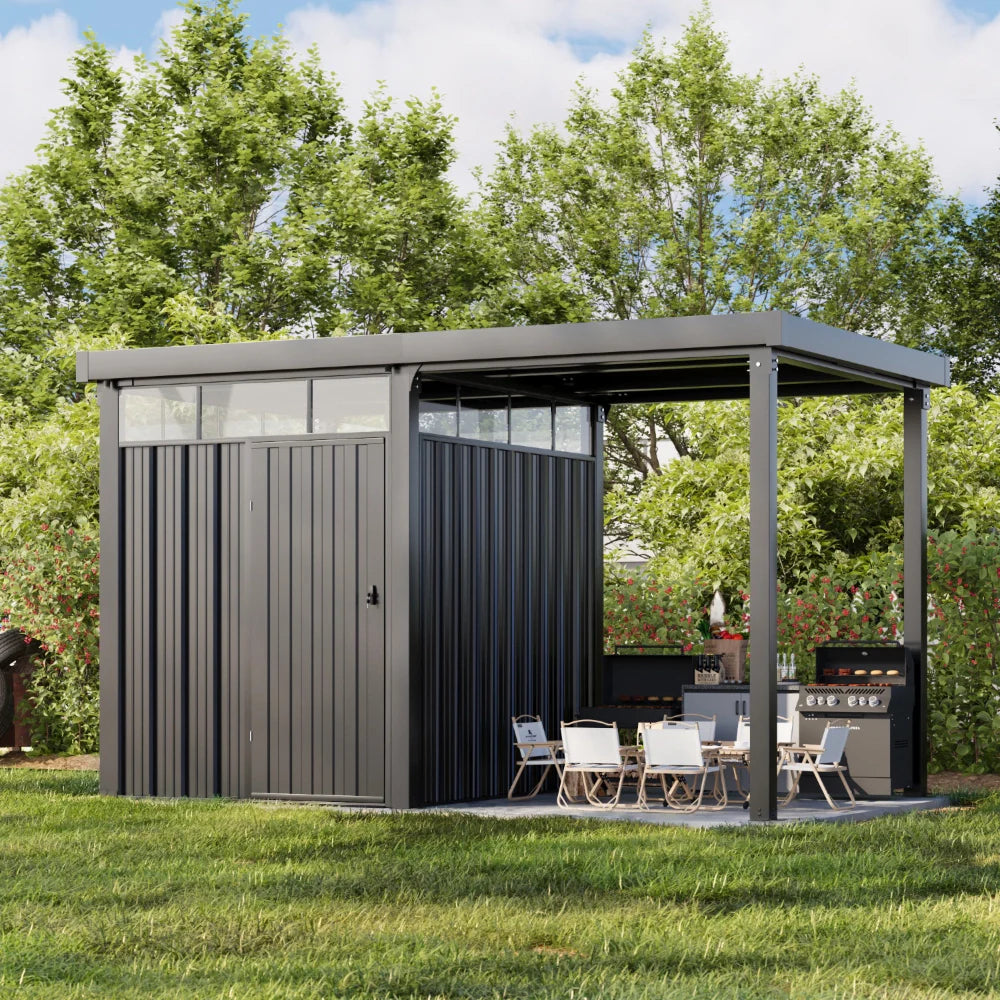 7x7 Metal Storage Shed with 7x7 Covered Porch