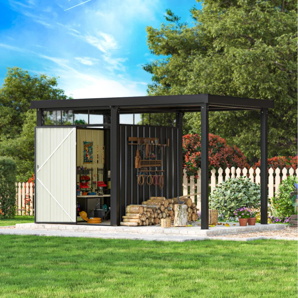 7x7 Metal Storage Shed with 7x7 Covered Porch