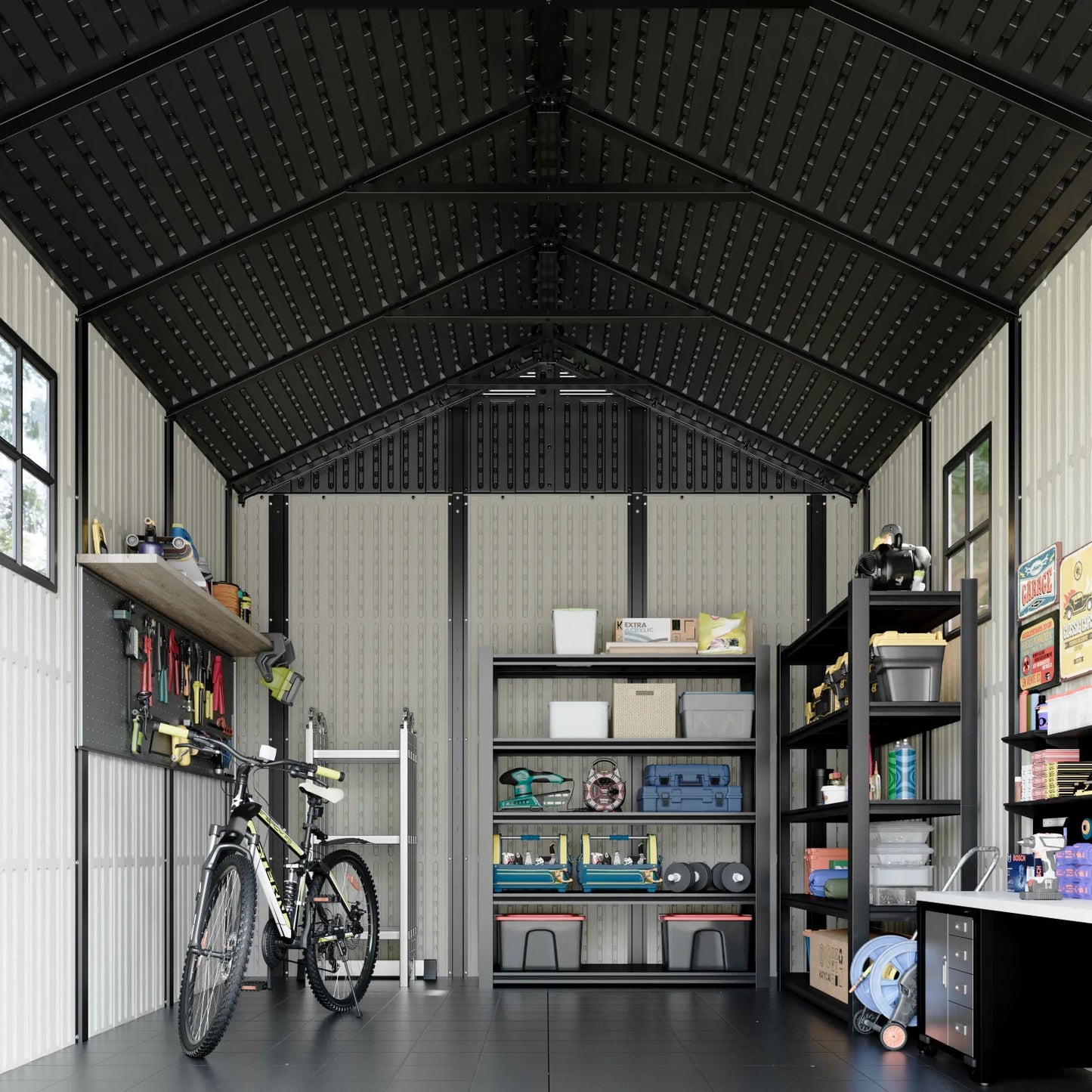 Kick-it 8x10 Plastic Storage Shed with Floor and Windows