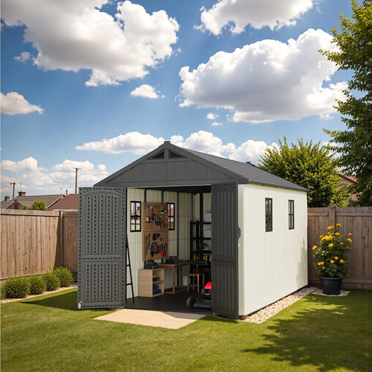 Kick-it 8x12 Plastic Storage Shed with Floor