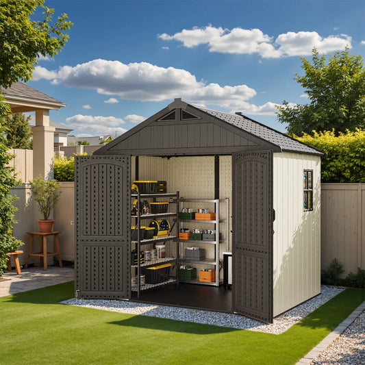 Kick-it 8x6 Plastic Storage Shed with Floor