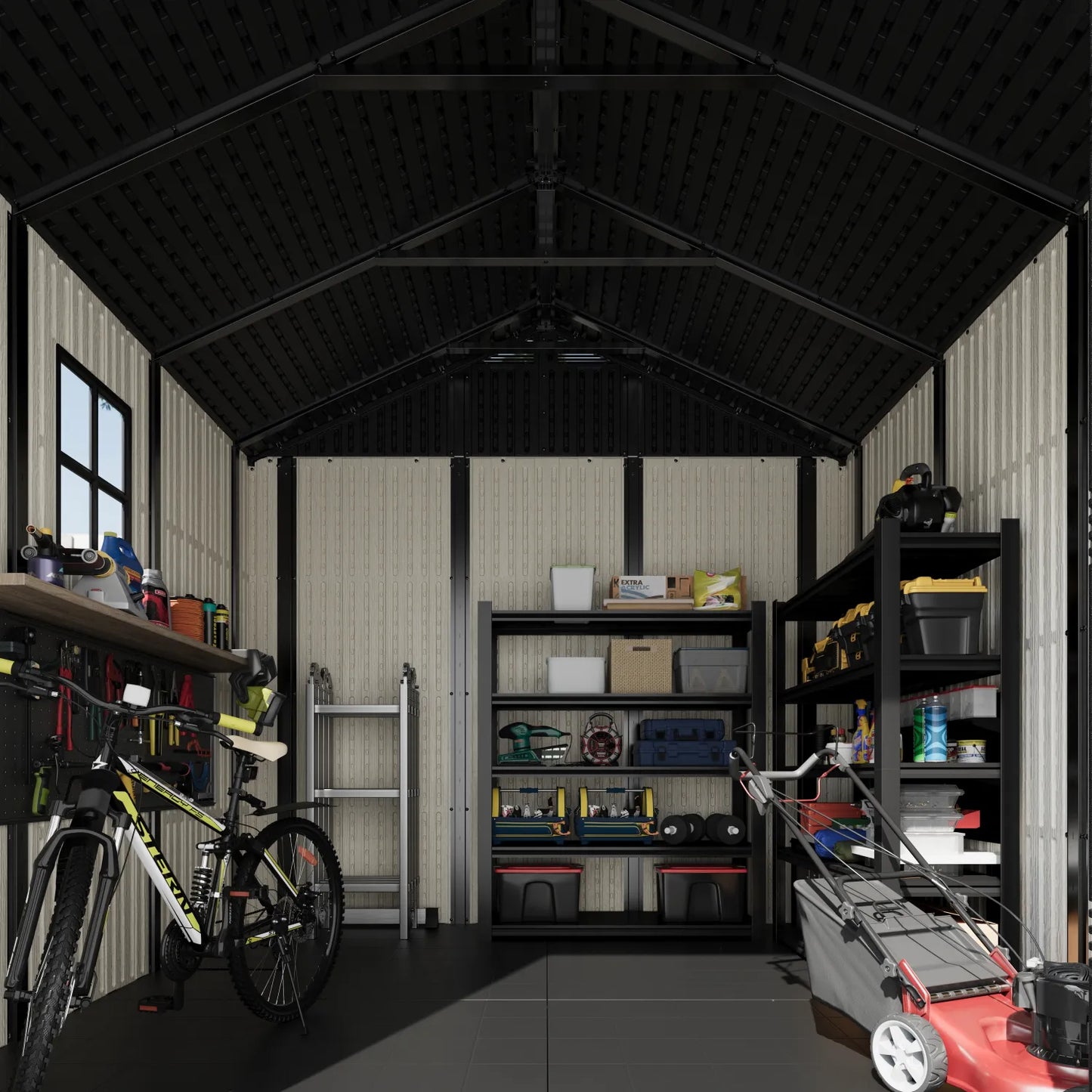 Kick-it 8x8 Plastic Garden Storage Shed with Floor and Windows