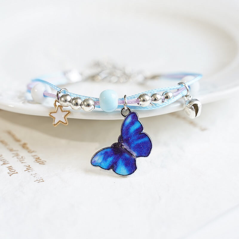 "BFF Fluttering Blues" Twin Butterfly Bracelets