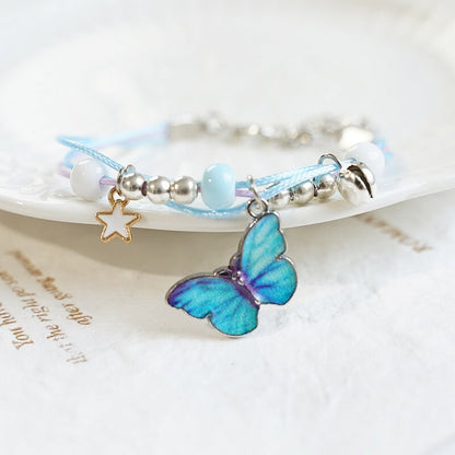 "BFF Fluttering Blues" Twin Butterfly Bracelets