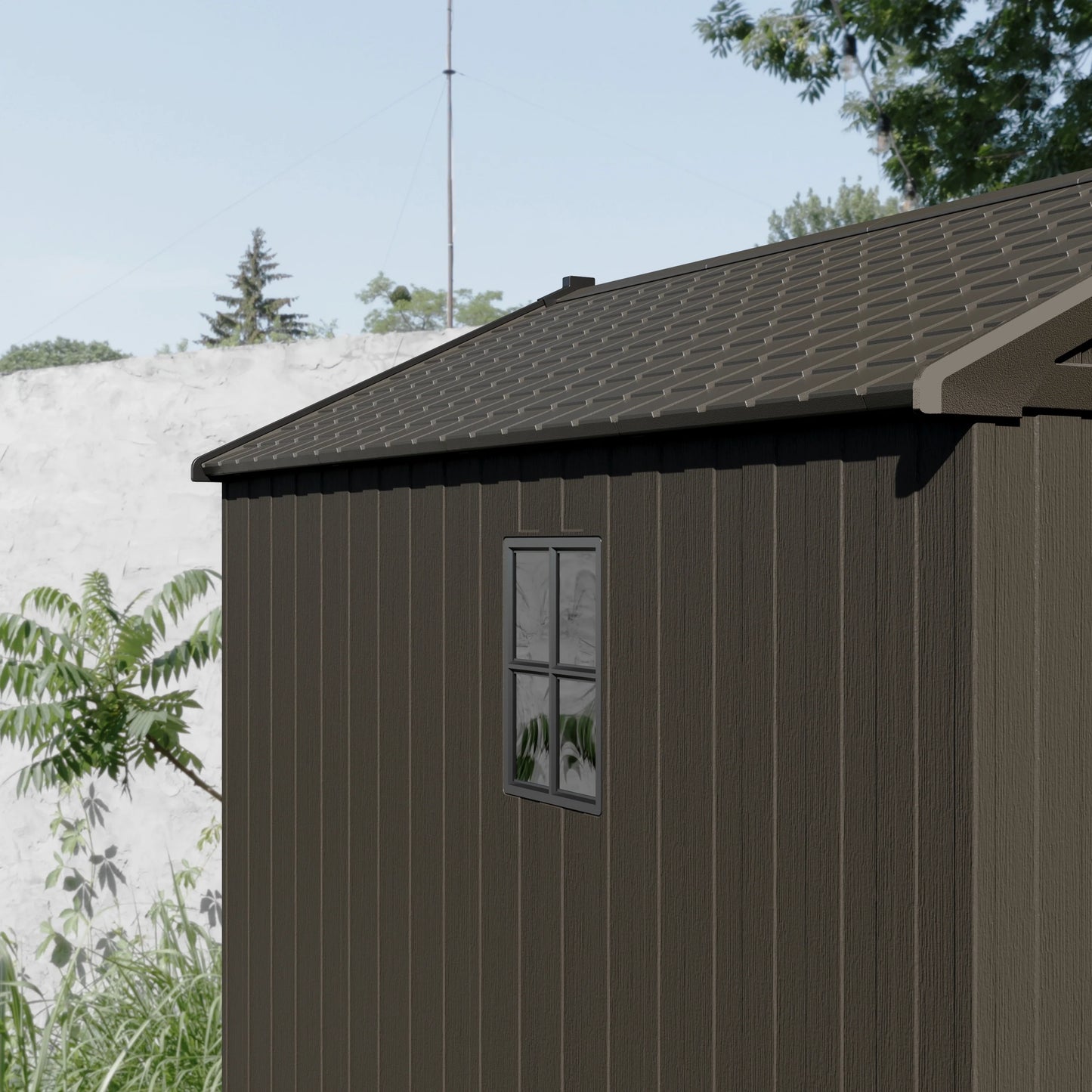 Kick-it 8x10 Plastic Storage Shed with Floor and Windows