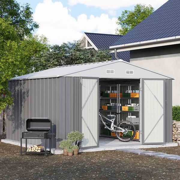 Outdoor Storage Metal Shed with Metal Roof