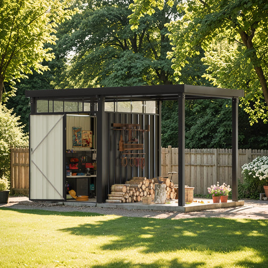 7x7 Metal Storage Shed with 7x7 Covered Porch