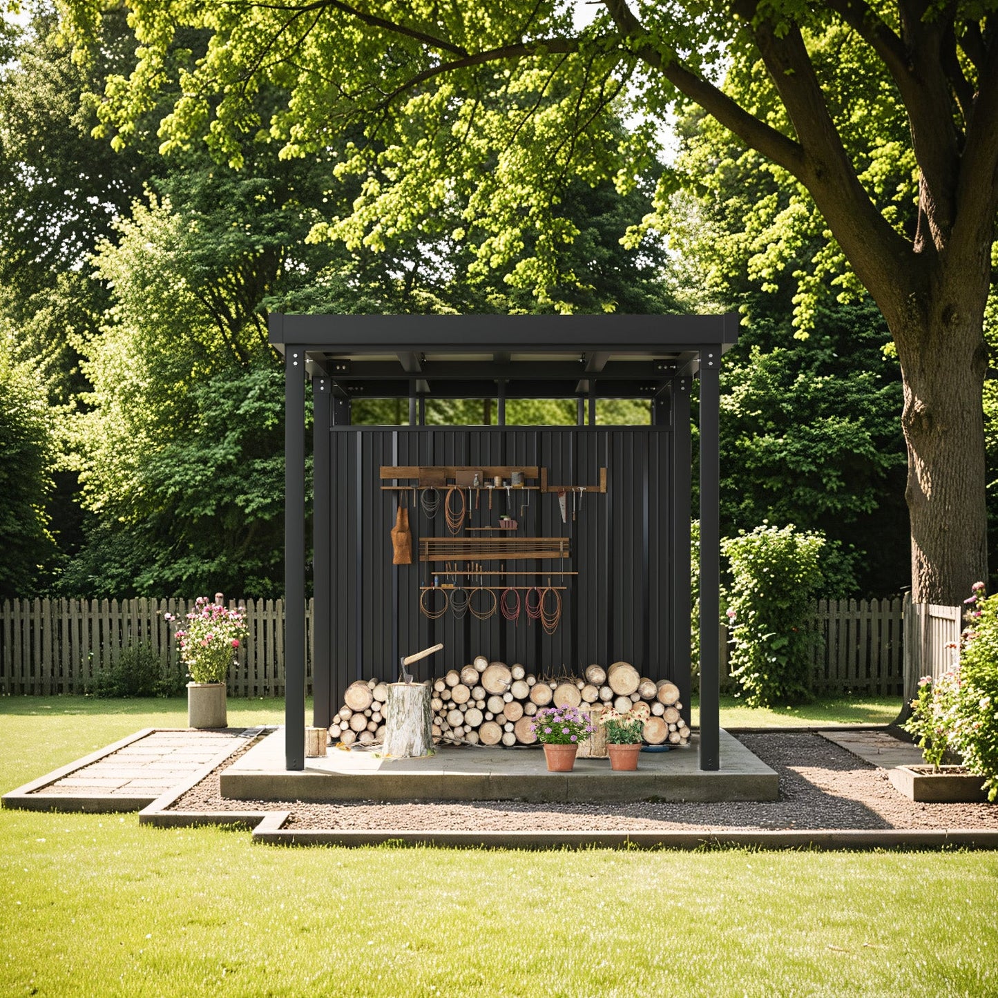 7x7 Metal Storage Shed with 7x7 Covered Porch