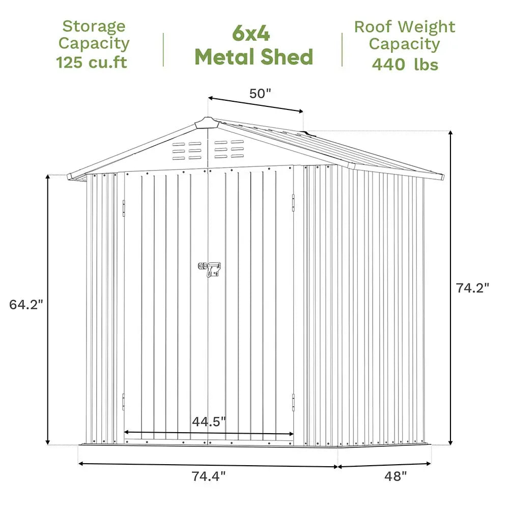 6x4 Metal Shed Pro With Peak Roof