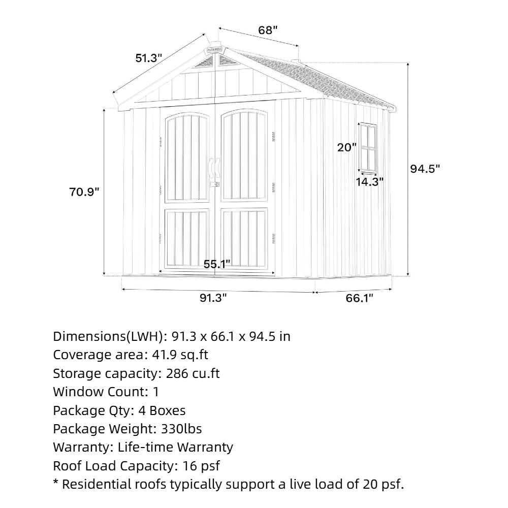 Kick-it Plastic Storage Shed with Floor and Windows