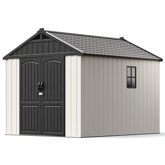 Kick-it 8x10 Plastic Storage Shed with Floor and Windows