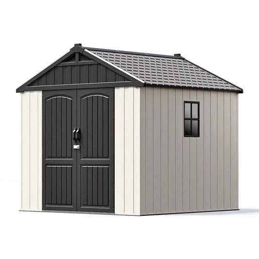 Kick-it 8x8 Plastic Garden Storage Shed with Floor and Windows