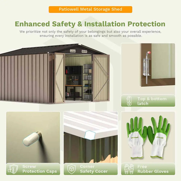 Outdoor Storage Metal Shed with Metal Roof