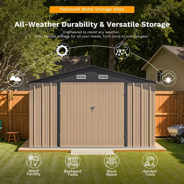 Outdoor Storage Metal Shed with Metal Roof