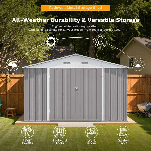 Outdoor Storage Metal Shed with Metal Roof