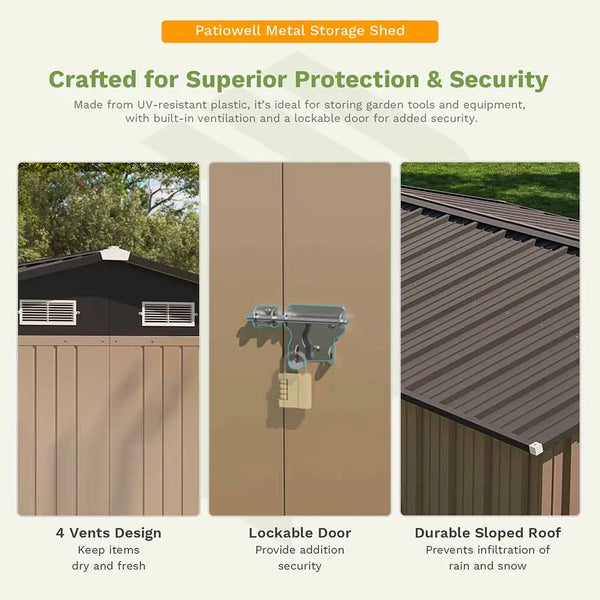 Outdoor Storage Metal Shed with Metal Roof