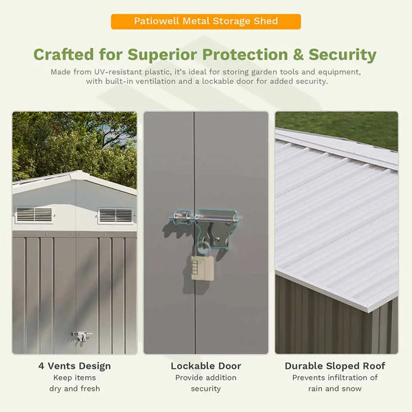 Outdoor Storage Metal Shed with Metal Roof