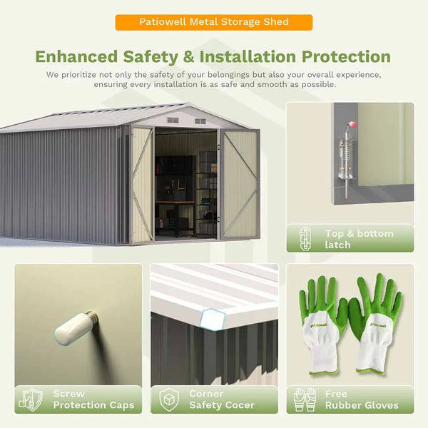 Outdoor Storage Metal Shed with Metal Roof
